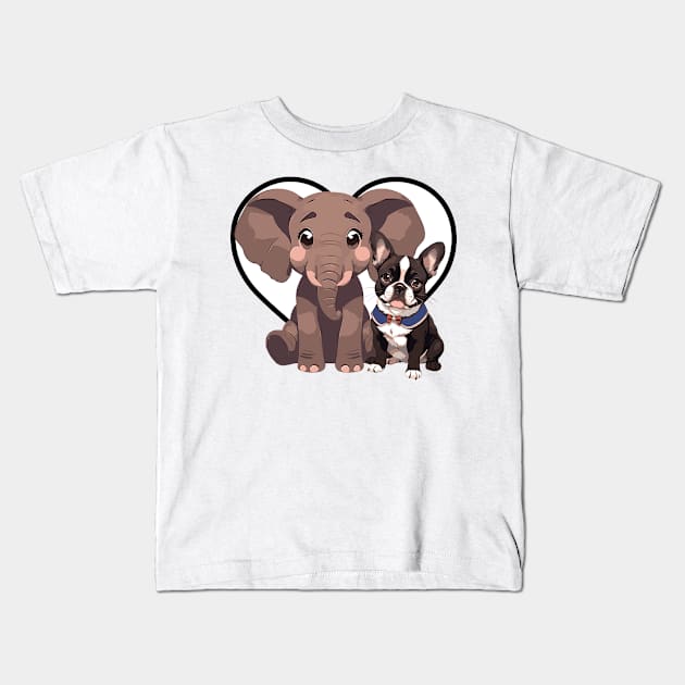 Elephant and Dog Friends Kids T-Shirt by CGI Studios